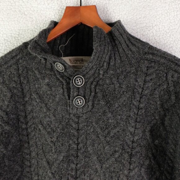 Aran Sweater Market Sweater Womens Large Gray Cable Knit Cropped Merino Wool - Picture 2 of 9